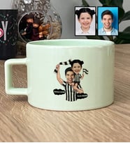 Kişiye Özel Karikatürlü Siyah Beyaz Taraftar Baba Kız Lüks Pastel Fincan Babalar Günü Hediyesi