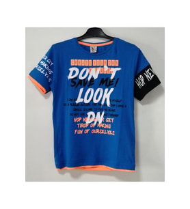Yuko Kids Kısa Kollu Erkek Çocuk Don't Look Baskılı T-Shirt 9-12 Yaş Mavi