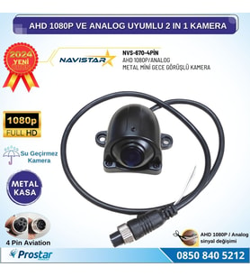 Metal Mini Kasa AHD 1080P ve Analog Pal Çevirilebilir 4 Pin Starlight Gece Görüşlü Yön Ayarlanabilir Araç Kamerası