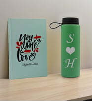 BK Gift Sevgiliye Özel İsimli Su Yeşili Defter ve Yeşil Cam Matara Hediye Seti-15, Sevgiliye Hediye, Sevgililer Günü, Yeni İş Hediyesi