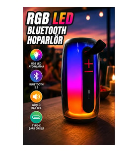RGB LED Bluetooth Hoparlör Taşınabilir Güçlü Bas Ses Type-C Şarjlı
