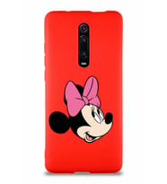 Xiaomi Redmi K20 Pro Soft Premier Kapak Minnie Mouse-A Tasarımlı Silikon Kılıf - Kırmızı (Şeffaf)