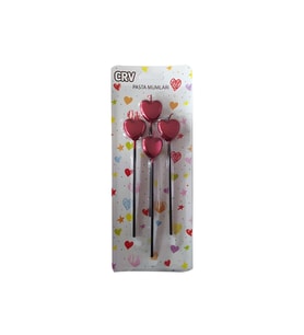 4'lü Pasta Mum Kırmızı Kalp