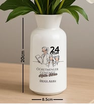 BK Gift Kişiye Özel Öğretmenler Günü Tasarımlı Seramik Vazo-6, Ev Hediyesi, Öğretmene Hediye
