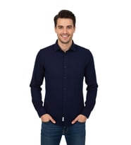 Erkek Kışlık Silim Fit Kaşkorse Dokuma Gömlek BGL-ST04935 (Lacivert)