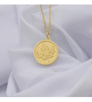 Kişiye Özel 925 Ayar Gümüş Tasarım Yaprak Model Kolye (Gold)