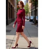 Kadın Uzun Kol Bodycon Kesim Düğmeli Fitilli Bisiklet Yaka Mini Elbise Modern Görünüm Kaliteli