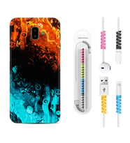 Samsung J6 Plus J7 Prime J7 Pro M20 Kılıf Kablo Koruma Spiral Silikon Orange Blue Color 1665