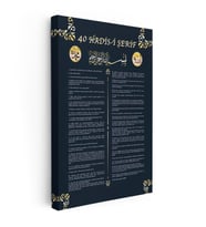 Dikey Kanvas Tablo 40 Hadisi Şerif Türkçe Yazılı Dini İslami Tablo Ev Ofis Duvar Dekoru