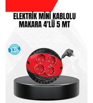 Ev ve Ofis İçin 5 Metre Kablolu 4 Priz Makarası