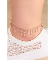 GÜMÜŞ ROSE ZİRKON TAŞLI MEKİK PULLU HALHAL (Rose-Beyaz)