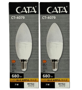 Cata CT-4079 7W 6400K (Beyaz Işık) E14 Duylu Led Buji Ampul (2 Adet)