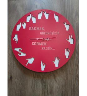 işaret dili temalı // kişiye özel isim veya söz Yazılı DUVAR SAATİ 05487