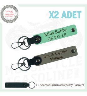 Kişisel Hediye Alternatiflerinde Yeni Seviye, Deri 2’li Plaka ve İsim Yazılı, Kül Gri-Yeşil-Laci