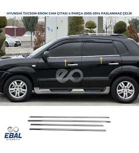 Hyundai Tucson Krom Cam Çıtası 4 prç. 2005-2014 P.Çelik