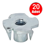 M6 Ağaç Somunu 6mm Tırnaklı Ahşap Çakma Somun  -20 Adet