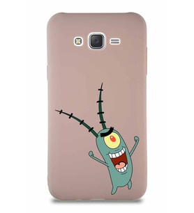 Samsung Galaxy J7 Soft Premier Kapak Plankton Tasarımlı Silikon Kılıf - Pudra (Şeffaf)