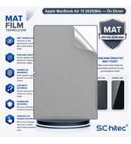 SChitec Apple MacBook Air 15 2025(M4) Uyumlu Ön Yüzey Mat Hidrojel Ekran Koruyucu
