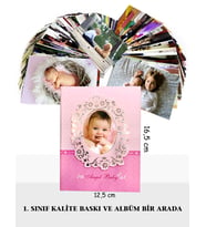 50 adet 10x15 Fotoğraf Baskı + 100 Adet Fotoğraf Kapasiteli Boş Albüm - FUJİFİLM Solmaz Baskı (Pembe)