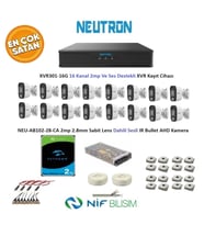 Neutron 2mp 16 kameralı Sesli Dış ortam AHD Full Kamera Seti 2TB Disk XVR301-16G NEU-AB102-28-CA