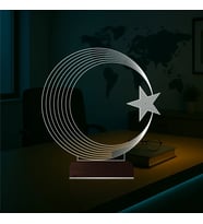 Luvivia Ay Yıldız Türk Bayrağı 3D Lamba - Masa Gece Lambası