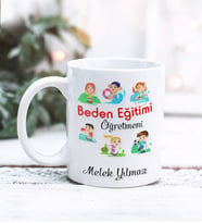 Beden Eğitimi Öğretmeni Tasarımlı Kişiye Özel Kupa Bardak (Beyaz)