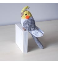 Amigurumi Kuş Muhabbet Kuşu Gri Beyaz (Çok Renkli)
