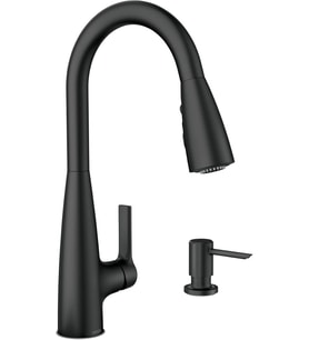 Moen 87627Bl Haelyn Tek Saplı Aşağı Çekmeli Püskürtücü Mutfak Musluğu, Refleks Ve Güç Temiz, Mat Siy (Çok Renkli)