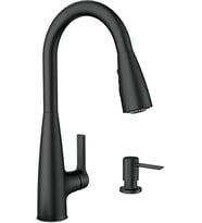 Moen 87627Bl Haelyn Tek Saplı Aşağı Çekmeli Püskürtücü Mutfak Musluğu, Refleks Ve Güç Temiz, Mat Siy (Çok Renkli)