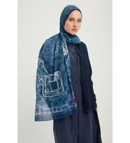 Schaless Sonsuz Aşk - Vizon - Efilia Desenli Şal - 70x190 Cm (Lacivert)
