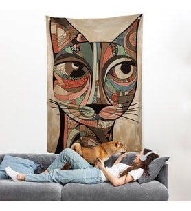 Desenli Kedi Duvar Örtüsü-7901