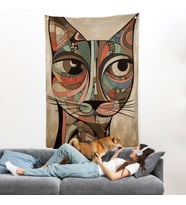 Desenli Kedi Duvar Örtüsü-7901