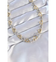 Northcity Vip Seri Pirinç Çift Renk Zirkon Kalp Kolye - 45cm Standart Beden