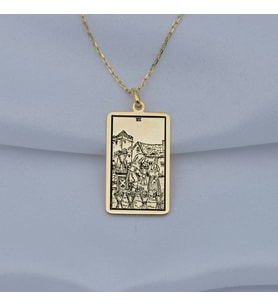 24 Ayar Has Altın Kaplama  Six of Cups Tarot Gümüş Kolye