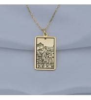 24 Ayar Has Altın Kaplama  Six of Cups Tarot Gümüş Kolye