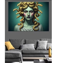 Medusa Saç Yılan Dekoratif Kanvas - Mdf Ahşap Tablo