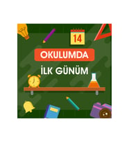 Okulumda İlk Günüm Temalı Fotoğraf Panosu Branda 100x100