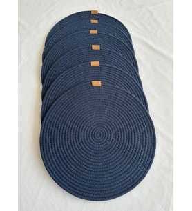Yuvarlak Supla Amerikan Servis Sofra Altlığı, Masa Dekoru 33cm 6lı (İndigo)