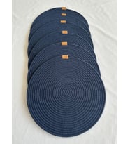 Yuvarlak Supla Amerikan Servis Sofra Altlığı, Masa Dekoru 33cm 6lı (İndigo)