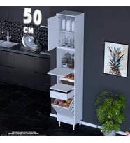 Eliusta Zümra 50 cm Beyaz Mutfak Dolabı Patates Soğan Saklama Dolabı Çok Amaçlı Kiler Banyo Dolabı 50x226x32