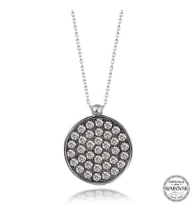 Swarovski Crystal Taşlı Yuvarlak Gümüş Kadın Kolye