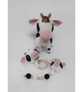 Buzu Sevimli Buzağı Yeni Doğan Seti Amigurumi Organik Oyuncak