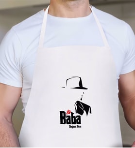 BK Gift Kişiye Özel Godfather Baba Tasarımlı Beyaz Mutfak Önlüğü-16