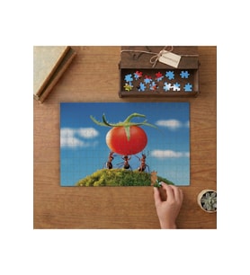 Domates Tutan Karıncalar Tasarımı 240 parça Ahşap Puzzle Ahşap Kutuda MP10486