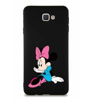 Samsung Galaxy J7 Prime Soft Premier Kapak Minnie Mouse-E Tasarımlı Silikon Kılıf - Siyah (Şeffaf)