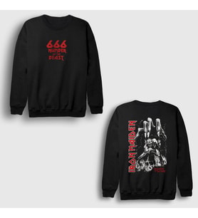 Presmono Unisex Siyah Beast V2 Metal Iron Maiden Sırt Baskılı Sweatshirt 515973tt