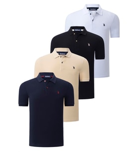 DÖRTLÜ SET T8561 DEWBERRY ERKEK T-SHIRT-SİYAH-BEYAZ-LACİVERT-BEJ (Karışık)
