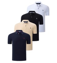 DÖRTLÜ SET T8561 DEWBERRY ERKEK T-SHIRT-SİYAH-BEYAZ-LACİVERT-BEJ (Karışık)