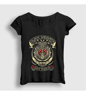 Presmono Kadın Siyah Obey Black Sabbath T-Shirt 18507tt