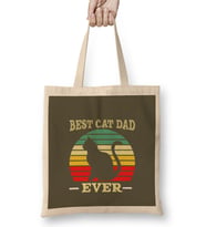 Best Cat Dad Ever Funny Cat Daddy Father Day Vintage 03 Bez Çanta Uzun Saplı